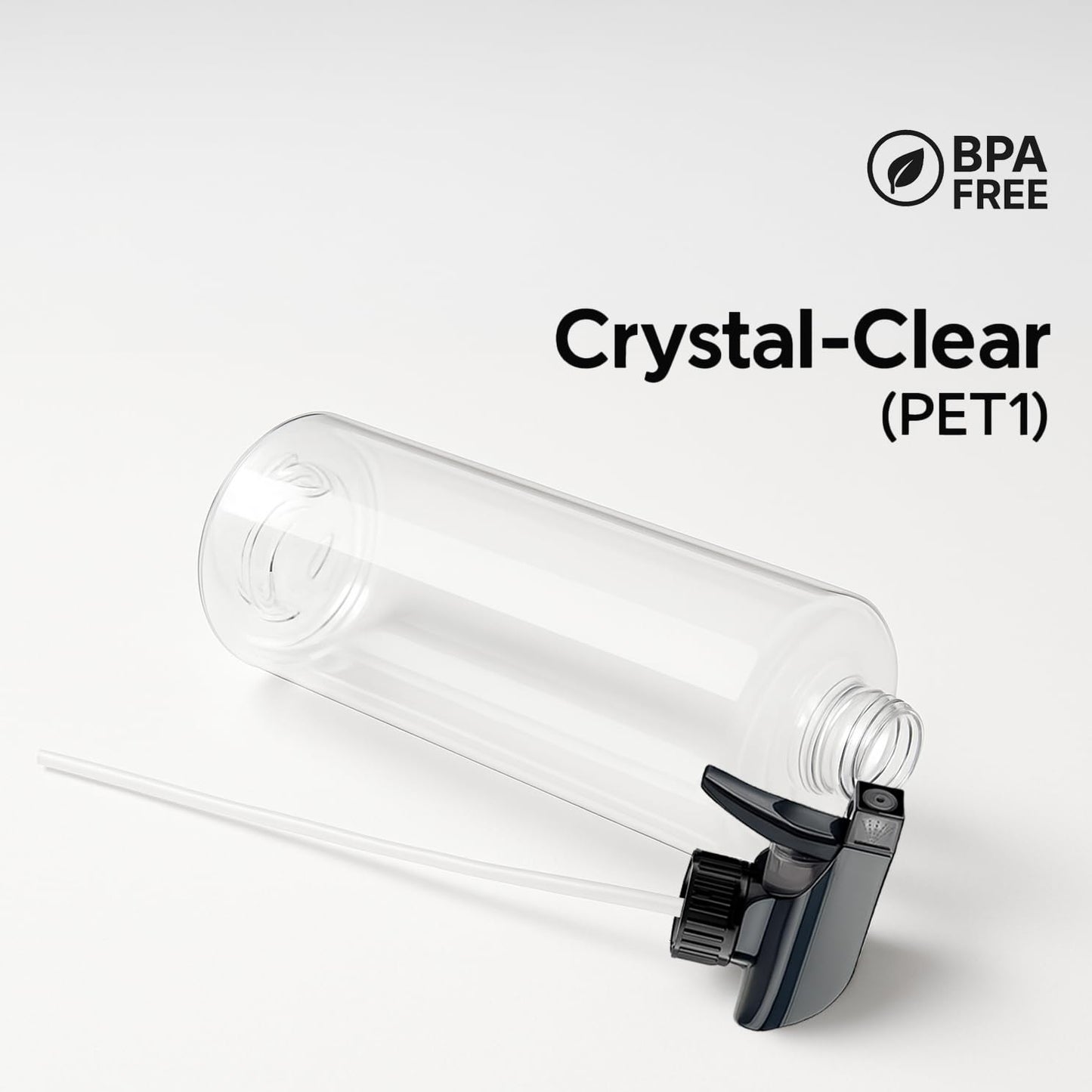 Bar5F Plastic Spray Bottles with Trigger, 32 oz | Leakproof, Empty, Adjustable Fine to Powerful Sprayer, Refillable | Water Plants, Cleaning Solutions | Crystal Clear | Pack of 3 (Medium)