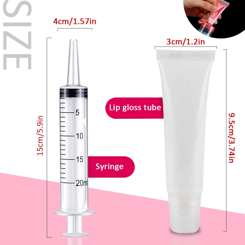 AMORIX 50PCS 15ml Lip Gloss Tubes Clear Lip Gloss Containers Empty Cosmetic Squeeze Tubes for DIY Lip Gloss + Syringes Labels Lip Balm Tubes DIY Lip Gloss Base