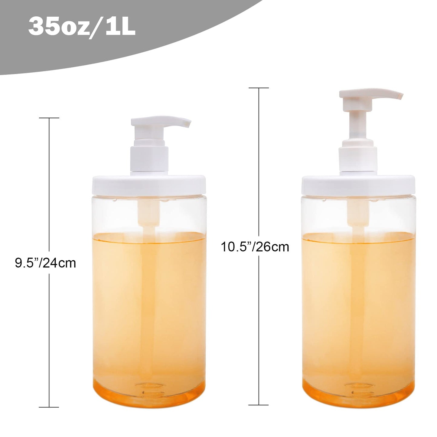 Cosywell Pump Bottle Dispenser Plastic Pump Bottles Refillable Bottles Wide Mouth Jar Style Empty Pump Bottles Bathroom Shower Containers for Lotion Shampoo Conditioner (White, 3X 1000ml)