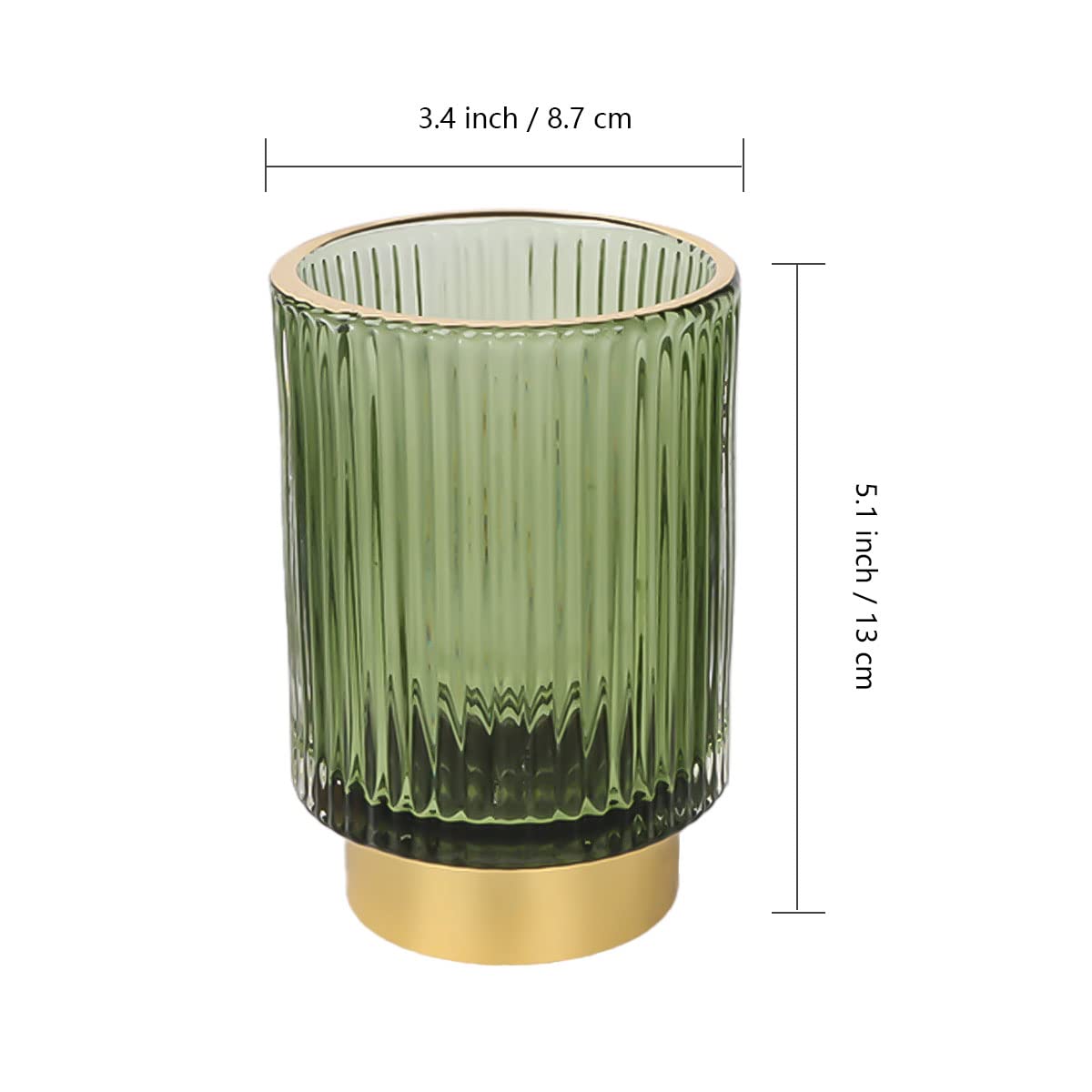 Fvstar Glass Makeup Brush Holder, Green Makeup Brush Holder for Vanity, Toothbrush Holders for Bathrooms, Desktop Makeup Organizer for Cosmetic, Brushes, Pen, Pencil