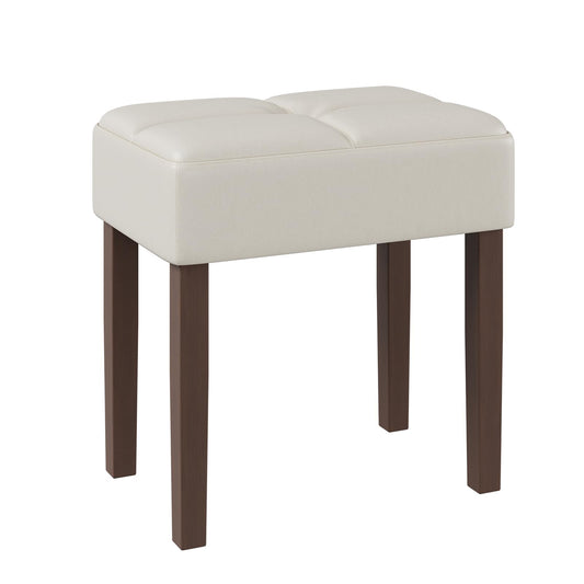 EOSVALO Leather Vanity Stool, 18.7 Inch Wide Rectangle Ottoman Bench for Makeup Room, Vanity Chair with Wood Legs for Piano Room, Bedroom,Living Room with Customizable (Cream)