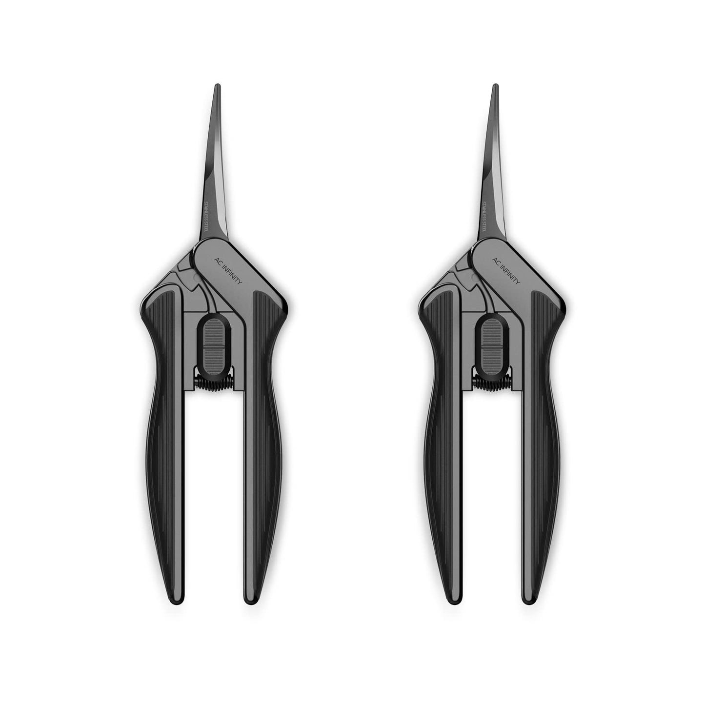 AC Infinity 6.6” Stainless Steel Curved Pruning Shear 2-Pack, Lightweight Ergonomic Design, Curved Precision Blades with Nonstick Teflon Coating for Gardening, Hydroponics, Grow Tents