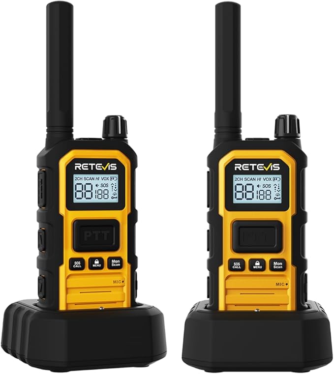 Retevis RB48 Plus Radios Walkie Talkies, IP67 Waterproof Two Way Radio Long Range, Heavy Duty 2 Way Radio, GMRS, Group Call, Vibration Alert, Emergency, for Construction Job Site(6 Pack)