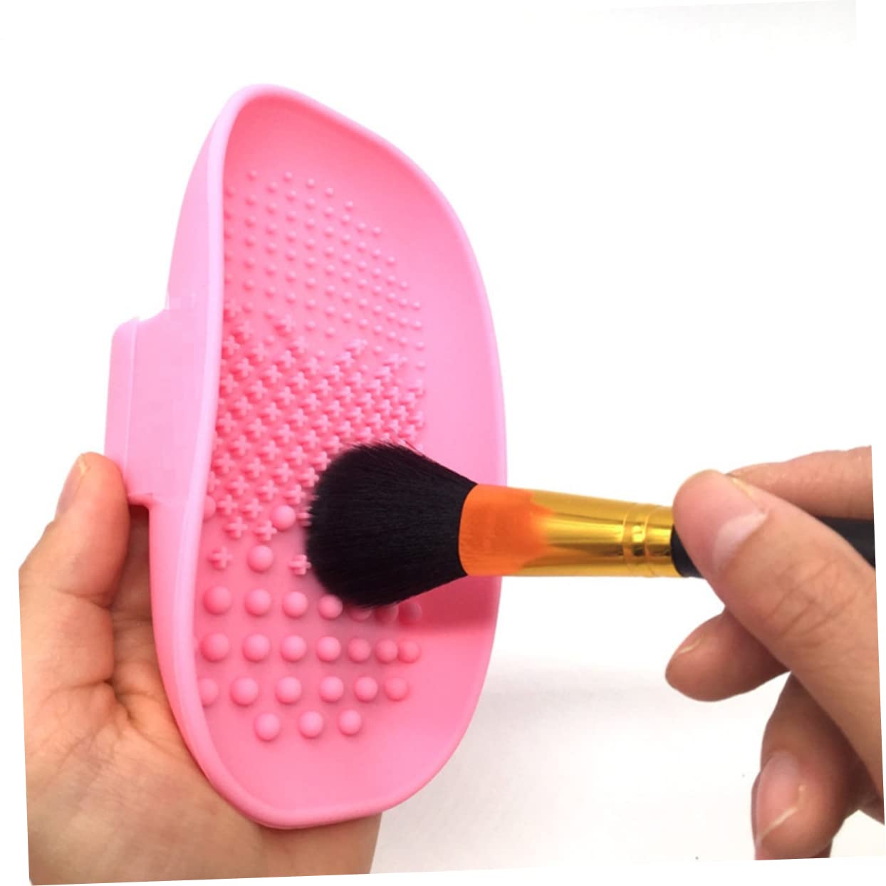 DEARMAMY Silicone Makeup Brush Cleaning Pad Brush Cleaning Plate for Women Handheld Scrubber Board for Easy Washing Water-Fillable Compact Storage 5.98 X 3.54 X 1.18 in