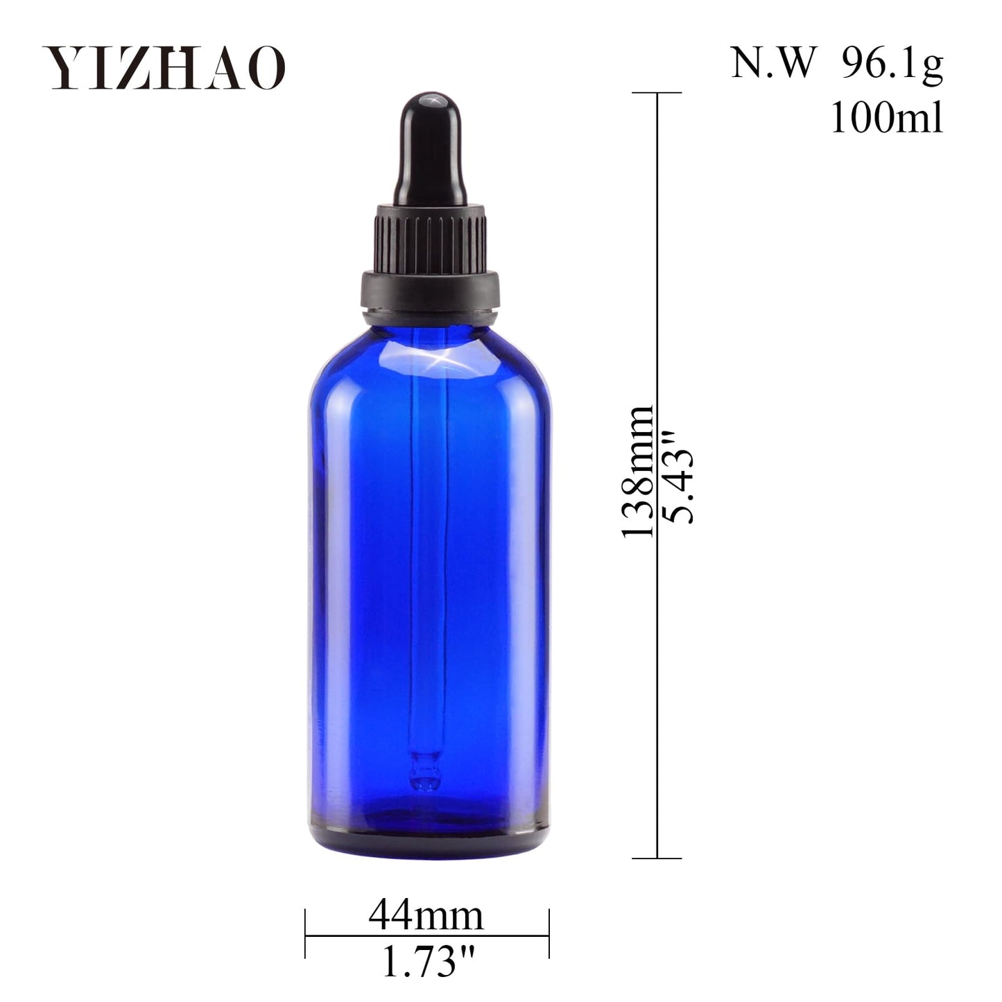YIZHAO Blue Glass Dropper Bottle 4oz, Tincture Bottles with Glass Dropper, for Essential Oils, Aromatherapy, Cosmetic, Laboratory, Pharmacy, Liquids, Travel –4 Pcs