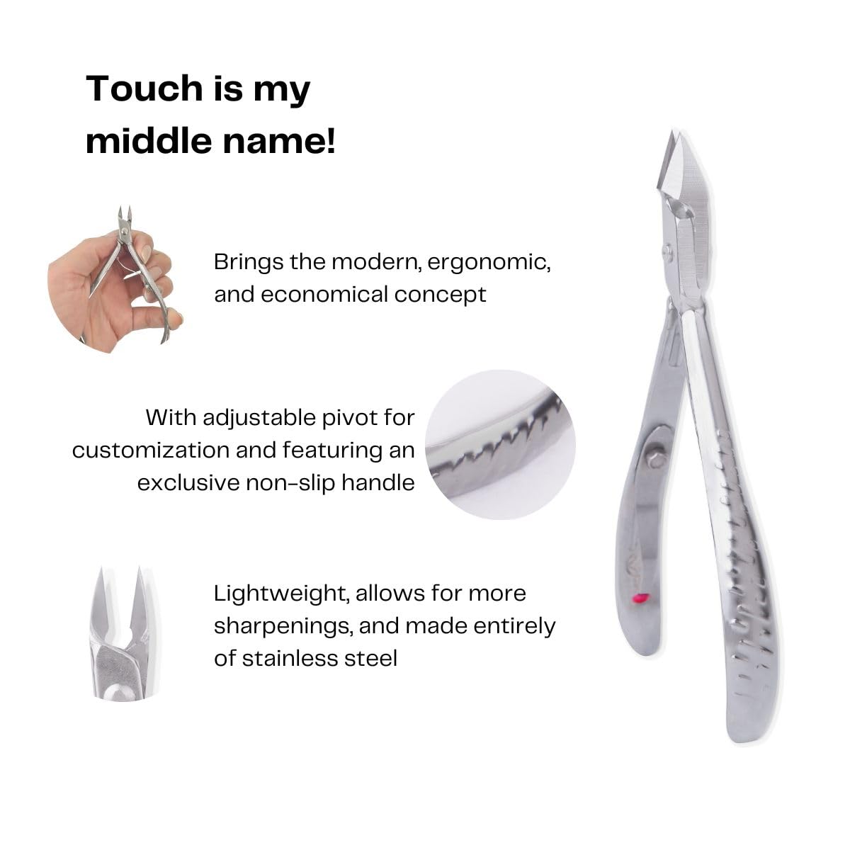 Professional Cuticle Nipper Mundial 775 - Brazilian Manicure Quality Full Jaw with Anti-Slip Handle Stainless Steel Trimmer Cutter for Fingernails and Toenails