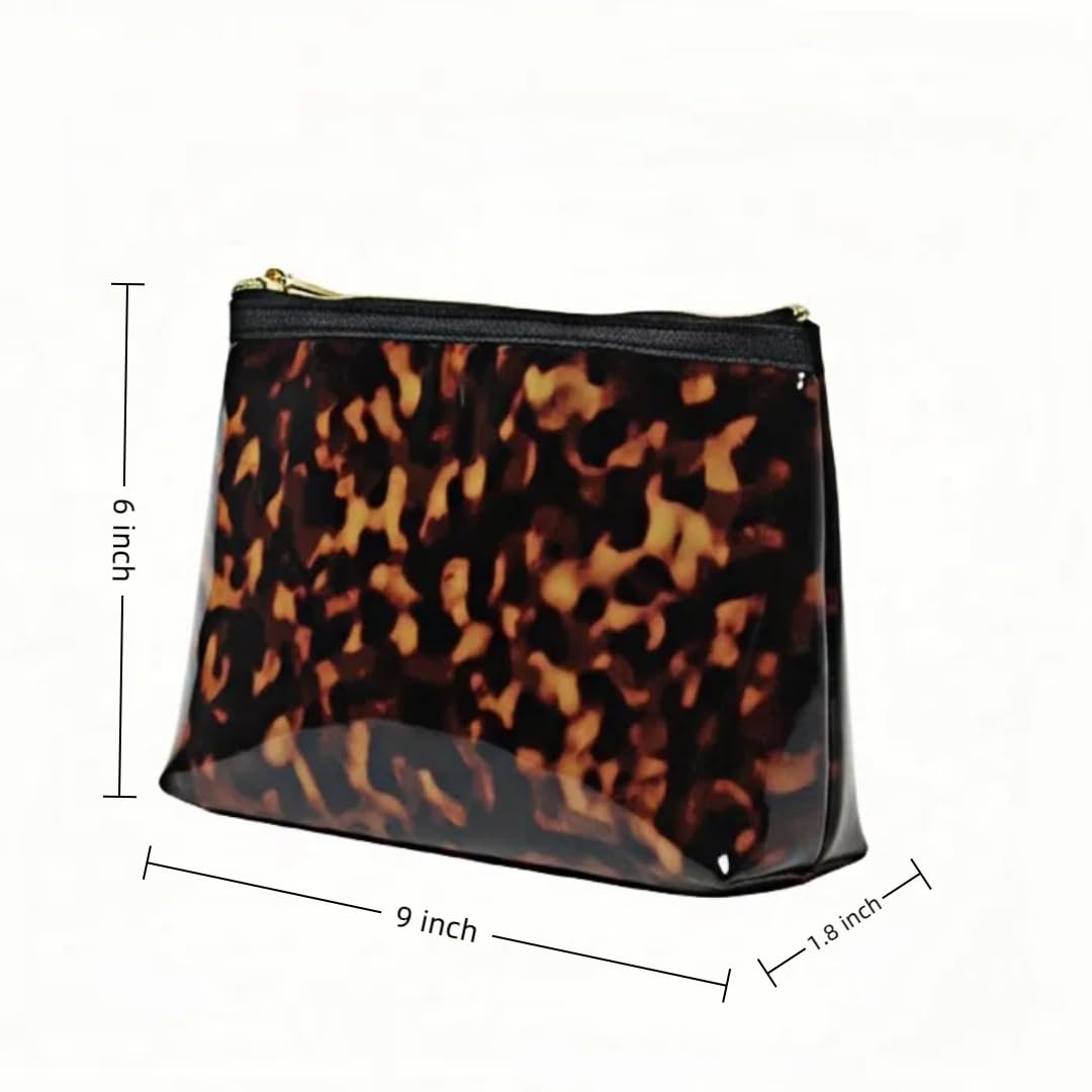 ORBENTO Retro Tortoise Printed Makeup Cosmetic Bag Mini Pouch