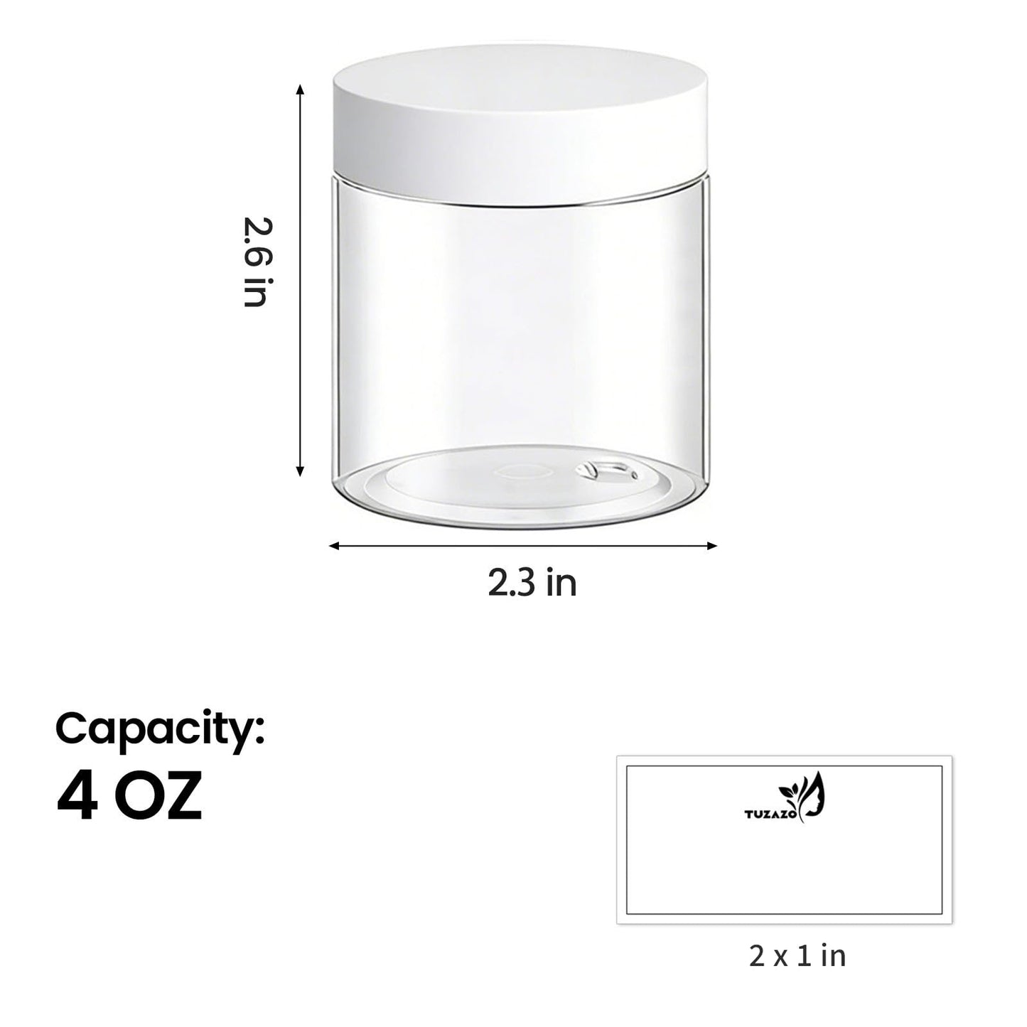 48 Pack 4 Oz Plastic Jars with White Lids, 4oz Small Plastic Containers with Lids for Cosmetic Makeup Beauty Products, Slime, Sample, Travel, BPA Free | Wide Mouth | Refillable