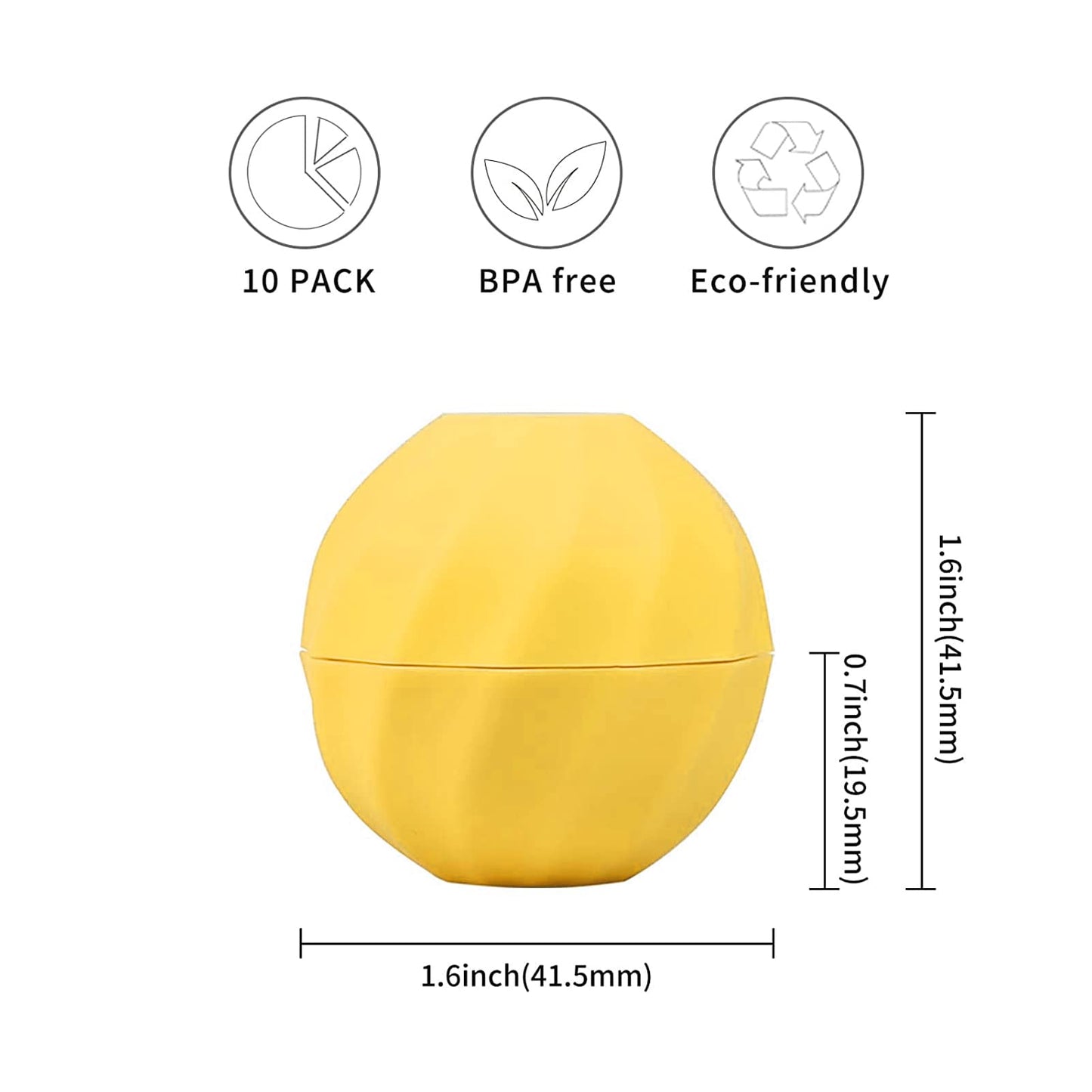 longway 0.24Oz (7ml) Empty Lip Balm Sphere Containers | Screw Cap Lipstick Tubes/Chapstick Tubes/Chapstick Holder for Lip Gloss & BPA FREE (Pack of 10 (Yellow)