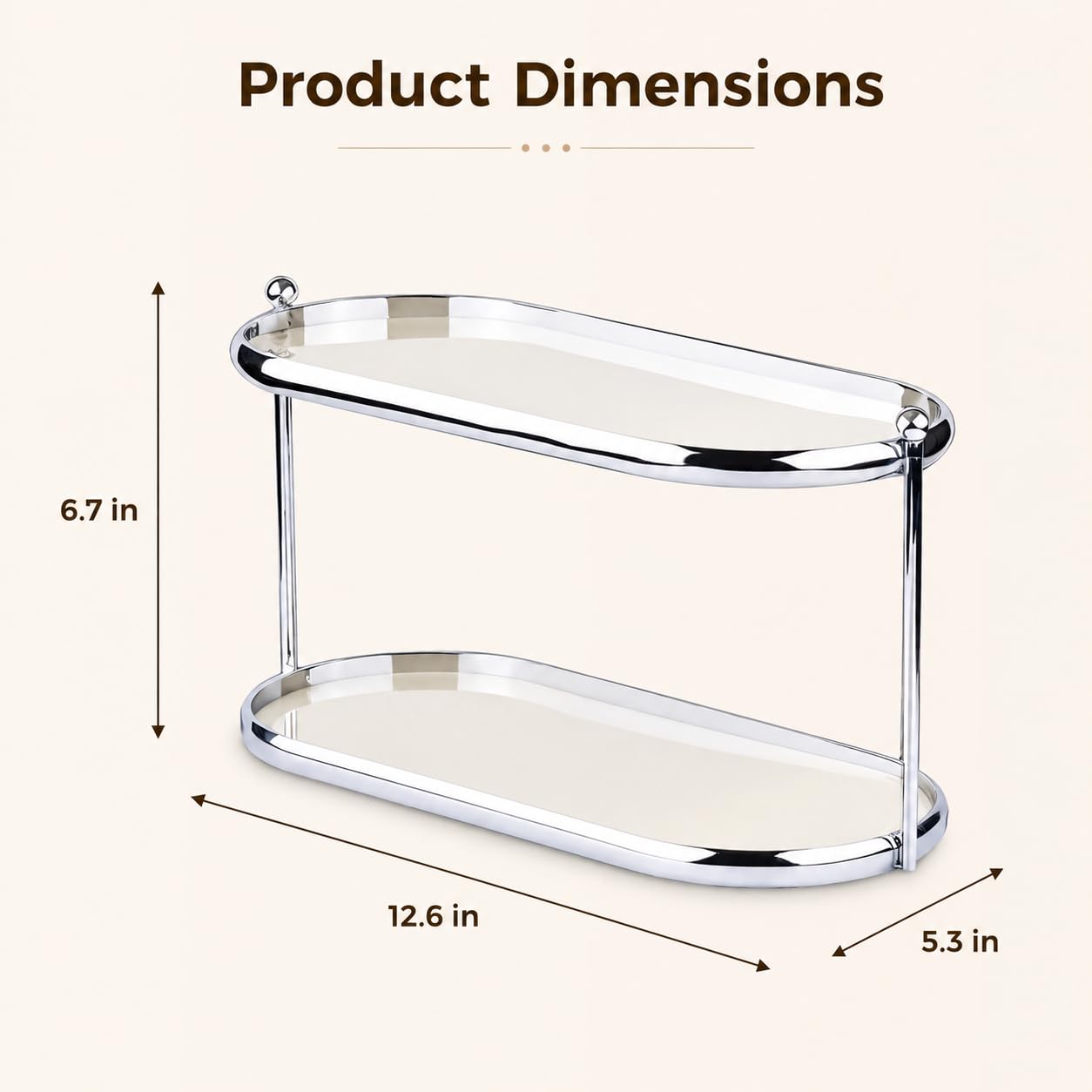 2 Tier Perfume Organizer, Stainless Steel Frame with Clear Acrylic Trays, Vanity Countertop Storage Shelf for Makeup, Skincare, Fragrance Bottles, Bathroom Dresser Display Rack, 12.6 x 5.3 x 6.7 in
