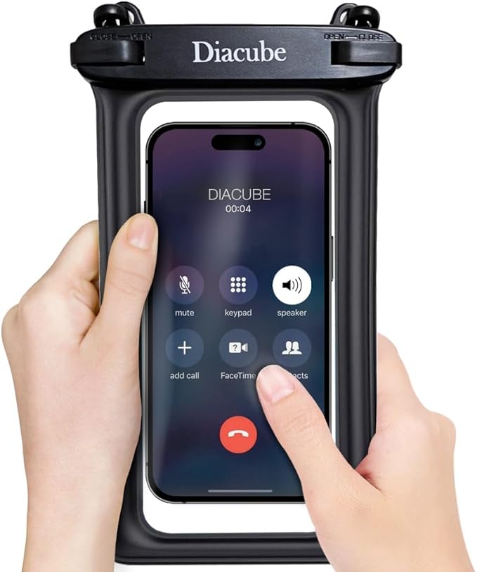 2-Pack Waterproof Phone Pouch, Universal IPX8 Floating Waterproof Case with Adjustable Lanyard for All Phones [Up to 8.3"] Beach, Waterpark & Travel Essentials - White