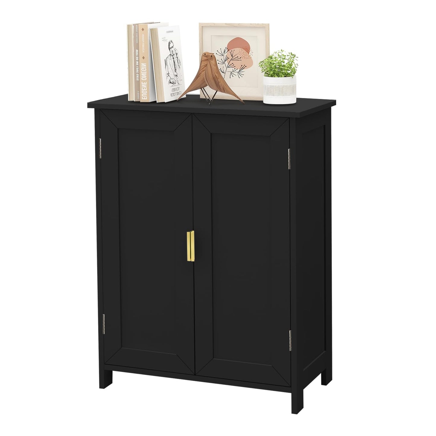 TaoHFE Black Bathroom Storage Cabinet,Bathroom Cabinets Freestanding with 2 Doors,Towel Cabinet for Bathrooms,Restroom Cabinets,Small Storage Cabinet for Office,Restaurant,Living Room