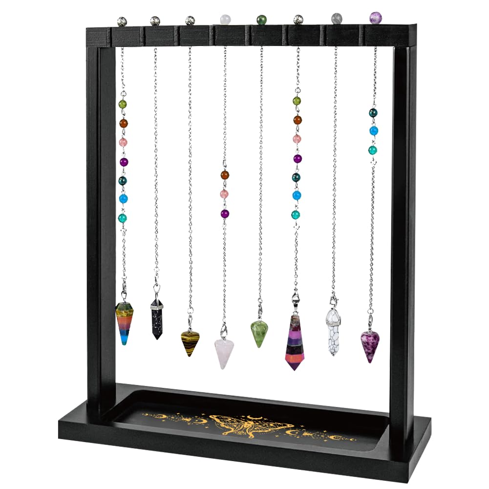 BEUNITONE Moth Design Display Stand, Divination Tools Wooden Crystal & Jewelry Holder Organiser for Necklaces Stones Witchcraft Supplies for Home Decor, Market Stall and Craft Fair Showcase
