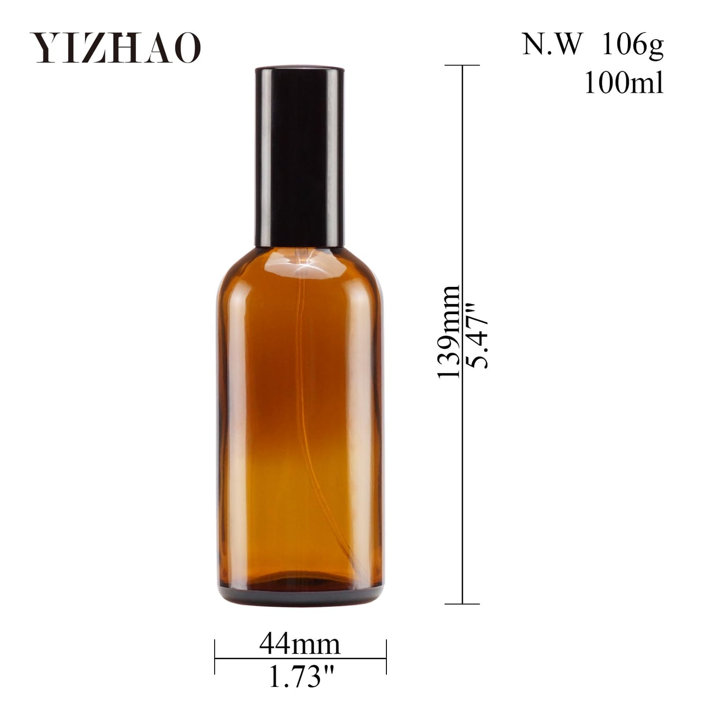 YIZHAO Amber Glass Spray Bottles 4oz, with Small Fine Mist Spray, Metal Cap, Refillable for Essential Oil,Travel,Cleaning,Perfume,Aromatherapy,Makeup – 9 Pcs