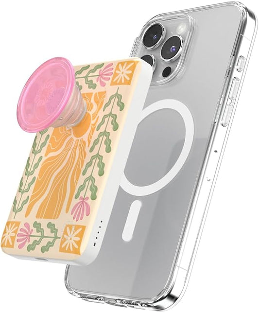 PopSockets PowerPack for MagSafe, Portable Phone Charger, Magnetic Wireless Portable Charger, 5000mAh - Desert Mosaic