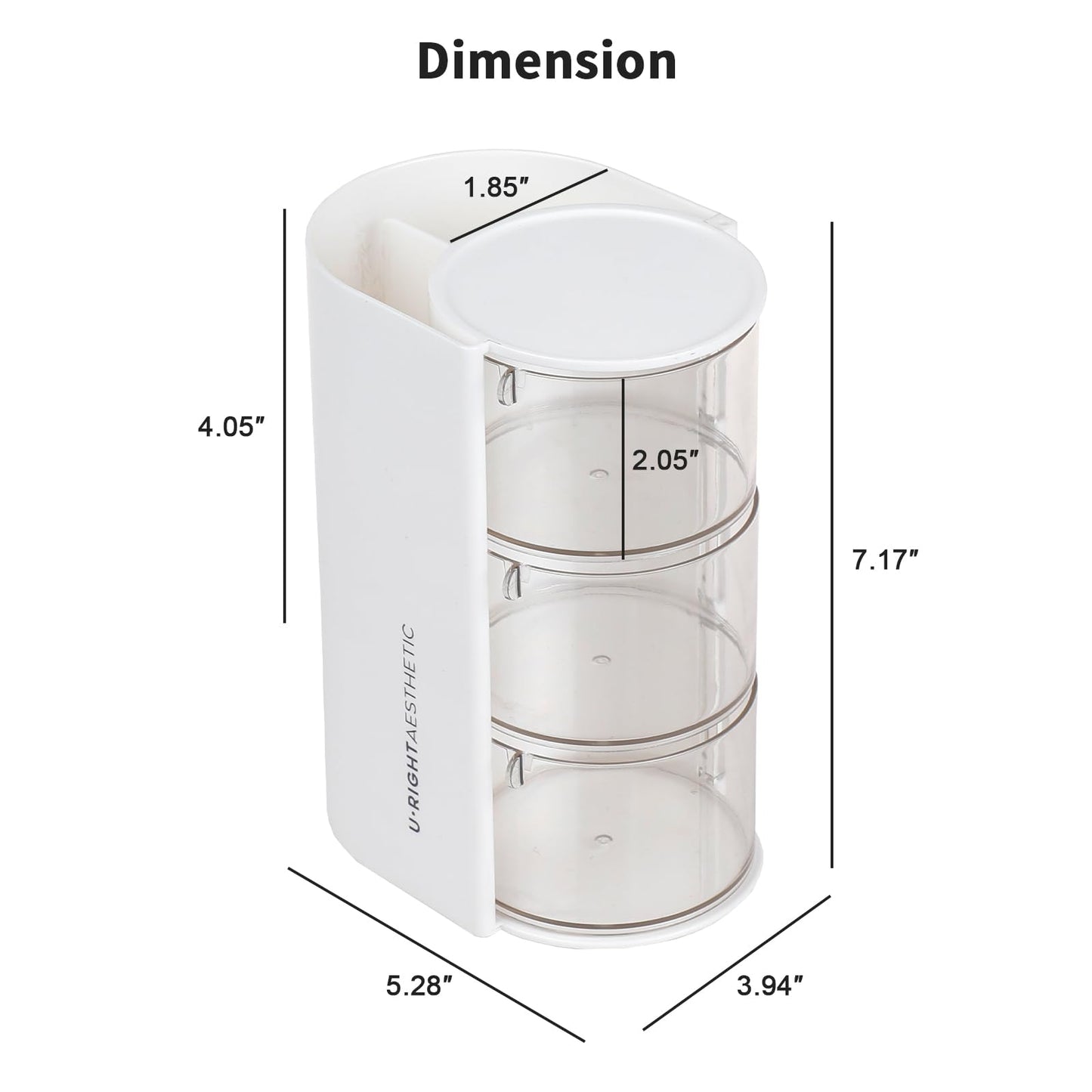 FABROK 3-Layer Clear Hair Accessories Organizer with Hair Brushes Holder, Rotatable Small Jewelry Box for Clip Earring Necklaces, Desktop Organizer Case for Cotton Swab, Accessories
