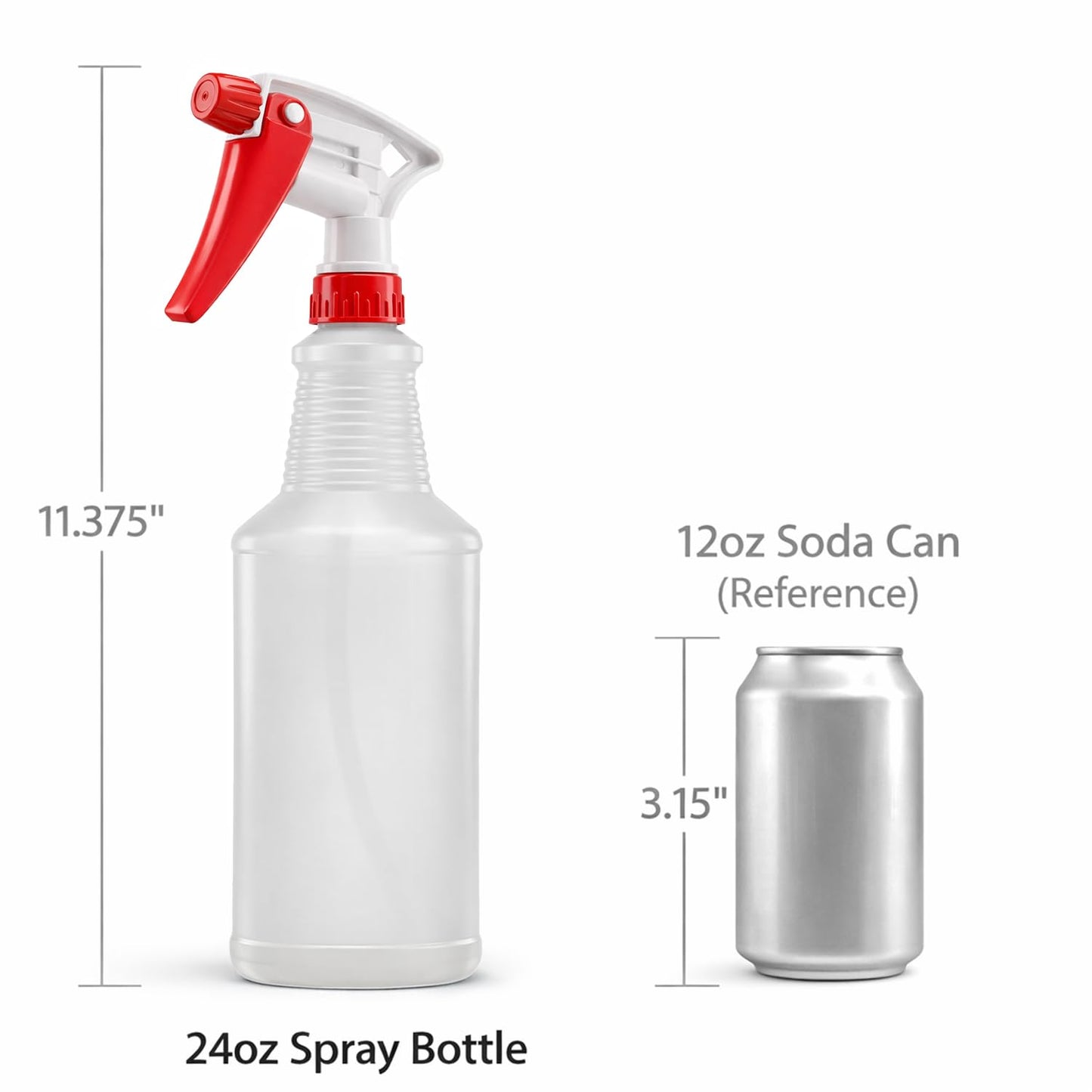 Bar5F Commercial Spray Bottles with Adjustable Trigger, Chemical Resistant HDPE, BPA-Free (2-Pack / 24 oz/Red)