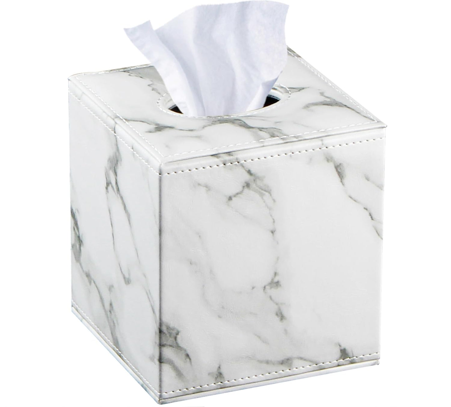 Leather Tissue Box Cover Square,Decorative Cube Tissue Box Holder with Magnetic Bottom,Facial Paper Organizer Table Napkin Case Dispenser for Bathroom,NightStand,Coffee Car,Home,Office