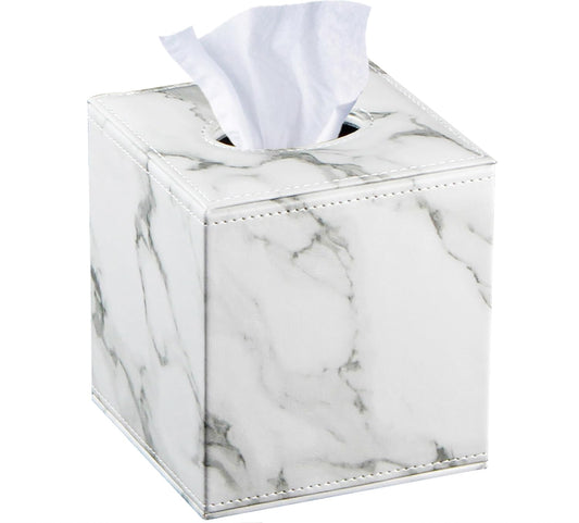 Leather Tissue Box Cover Square,Decorative Cube Tissue Box Holder with Magnetic Bottom,Facial Paper Organizer Table Napkin Case Dispenser for Bathroom,NightStand,Coffee Car,Home,Office