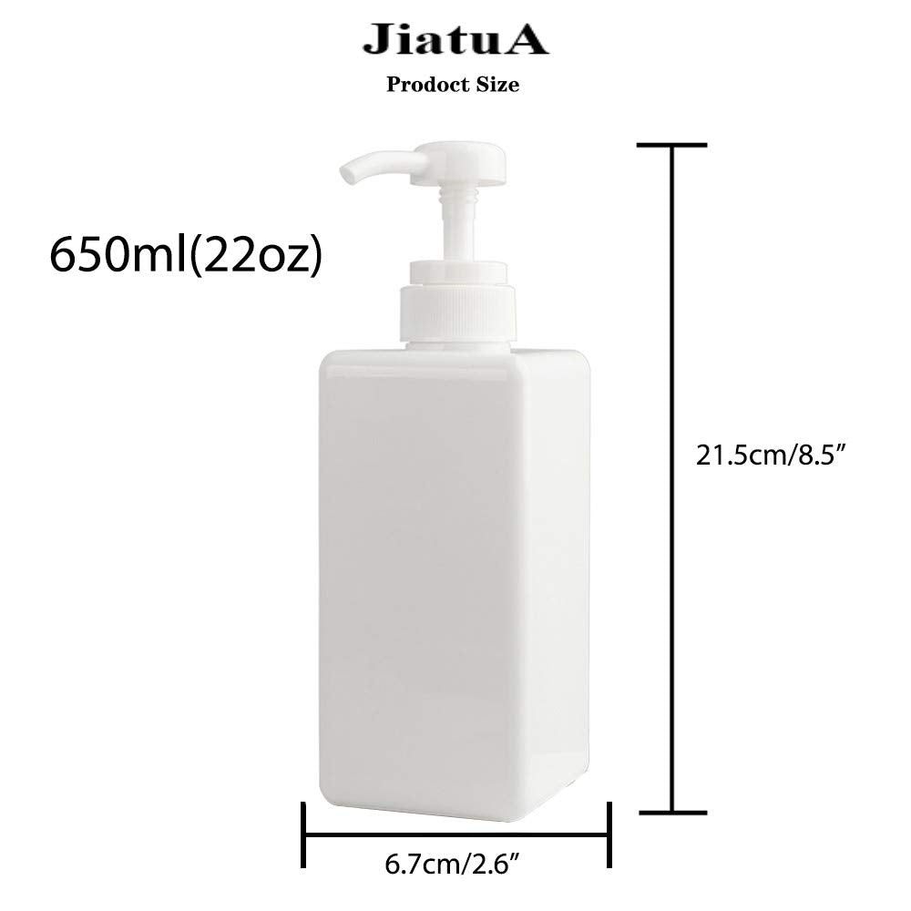 Pump Bottle, Refillable Plastic Empty Lotion Soap Dispenser Liquid Container for Bathroom Shampoo and Body Wash, 22oz/650ml White 2 Pack