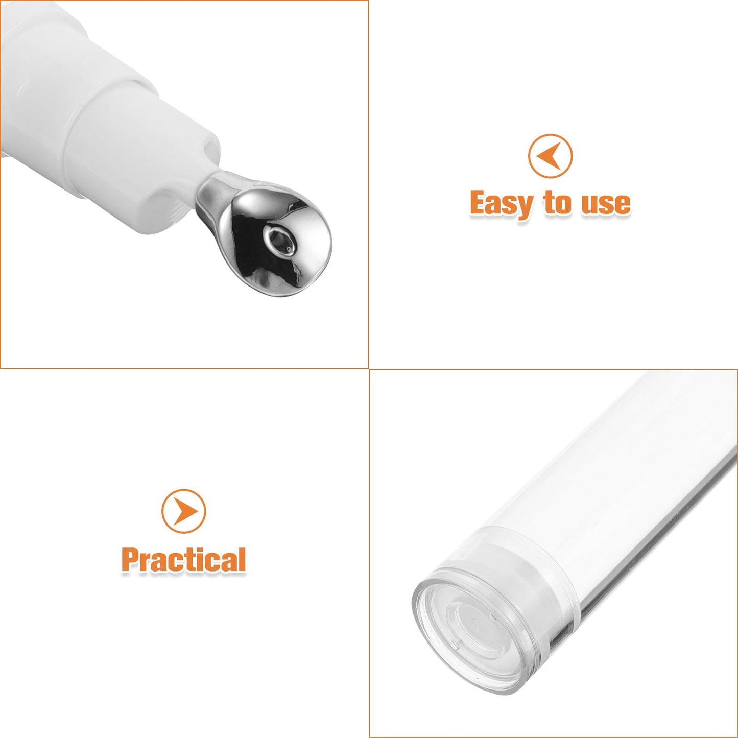 6pcs Eye Cream Applicator Tool: 5ml/10ml/15ml Eye Gel Cream Container Flat Applicator - Massager Tip Head Airless Pump Skincare Bottle Refillable Roll On Dispenser