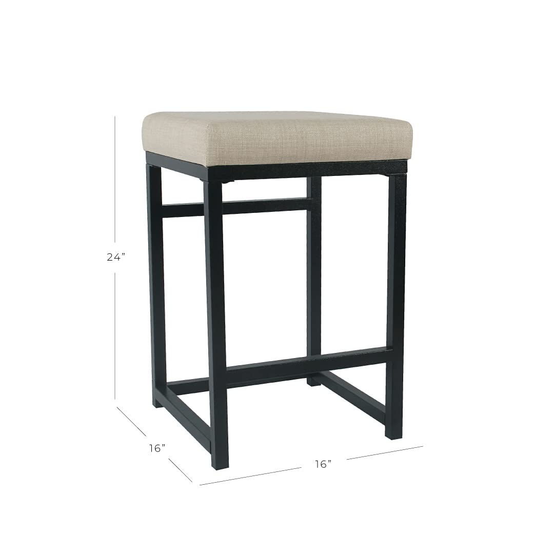 HomePop Metal Frame Counter Stool, 24-Inch, Natural