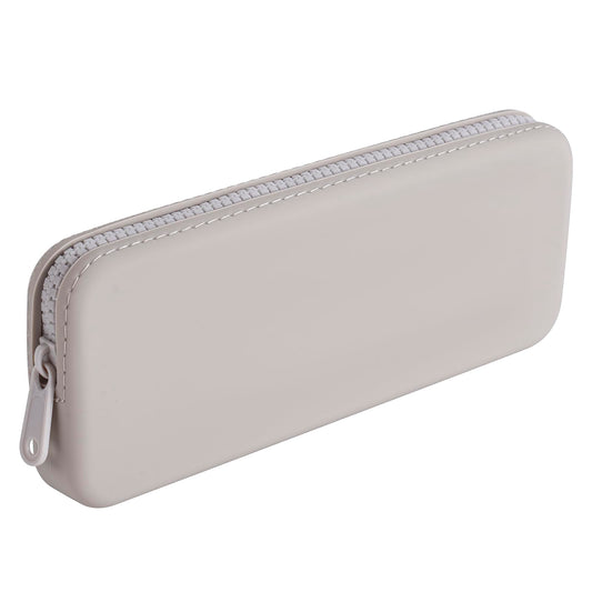 WHHJM Silicone Makeup Brush Holder Travel Makeup Bag Soft Portable Brush Organizer, Large Travel Essentials Makeup Brush Case Zipper Pouch (Grey)