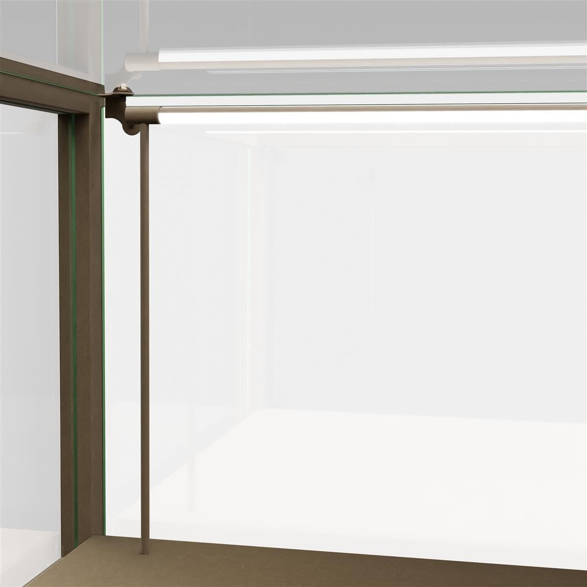 59" w Tempered Glass Display Case, LED Light Strip, Locking Door - Bronze
