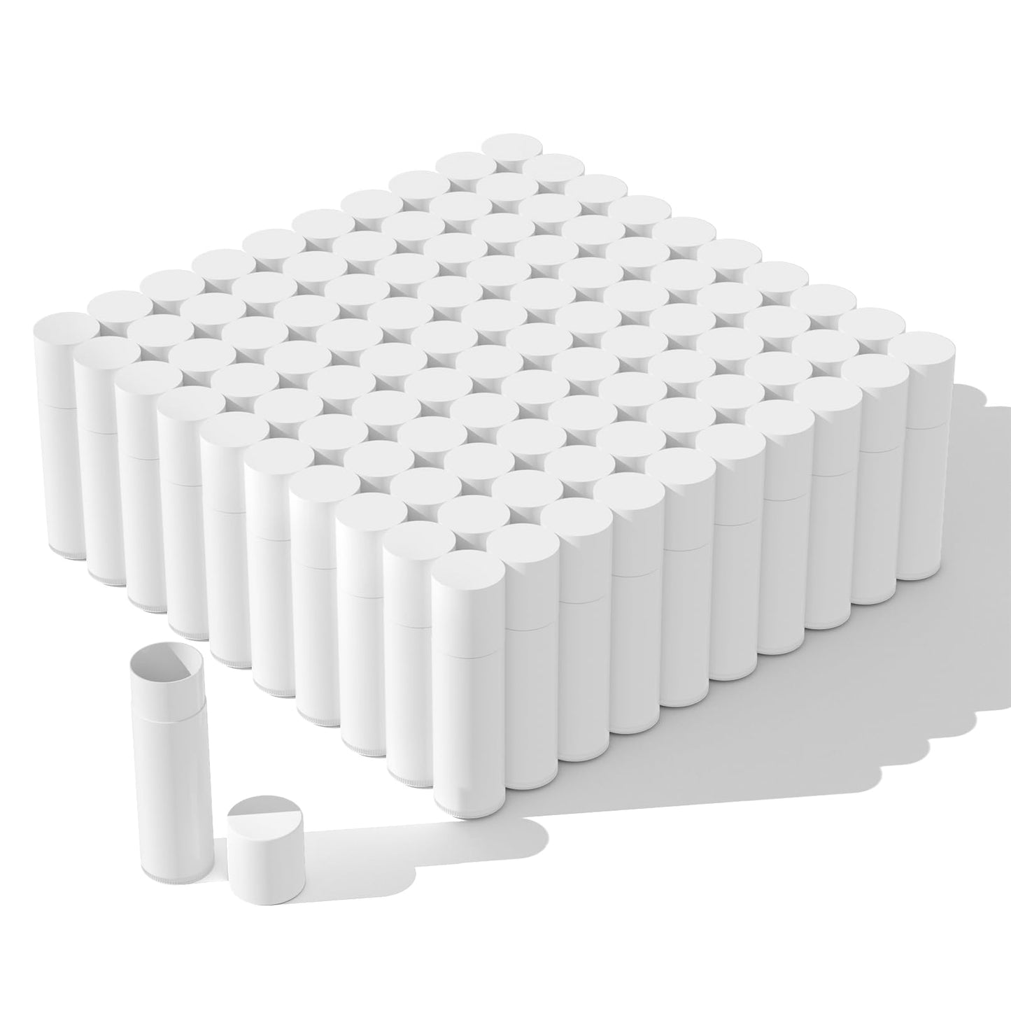 100 Pack Empty Lip Balm Tubes, 5.5ml Twist-Up lipsticks Containers with Caps, Refillable Plastic Lipstick Tubes for DIY Lip Balm, Solid Perfume, Cosmetic Samples, All White