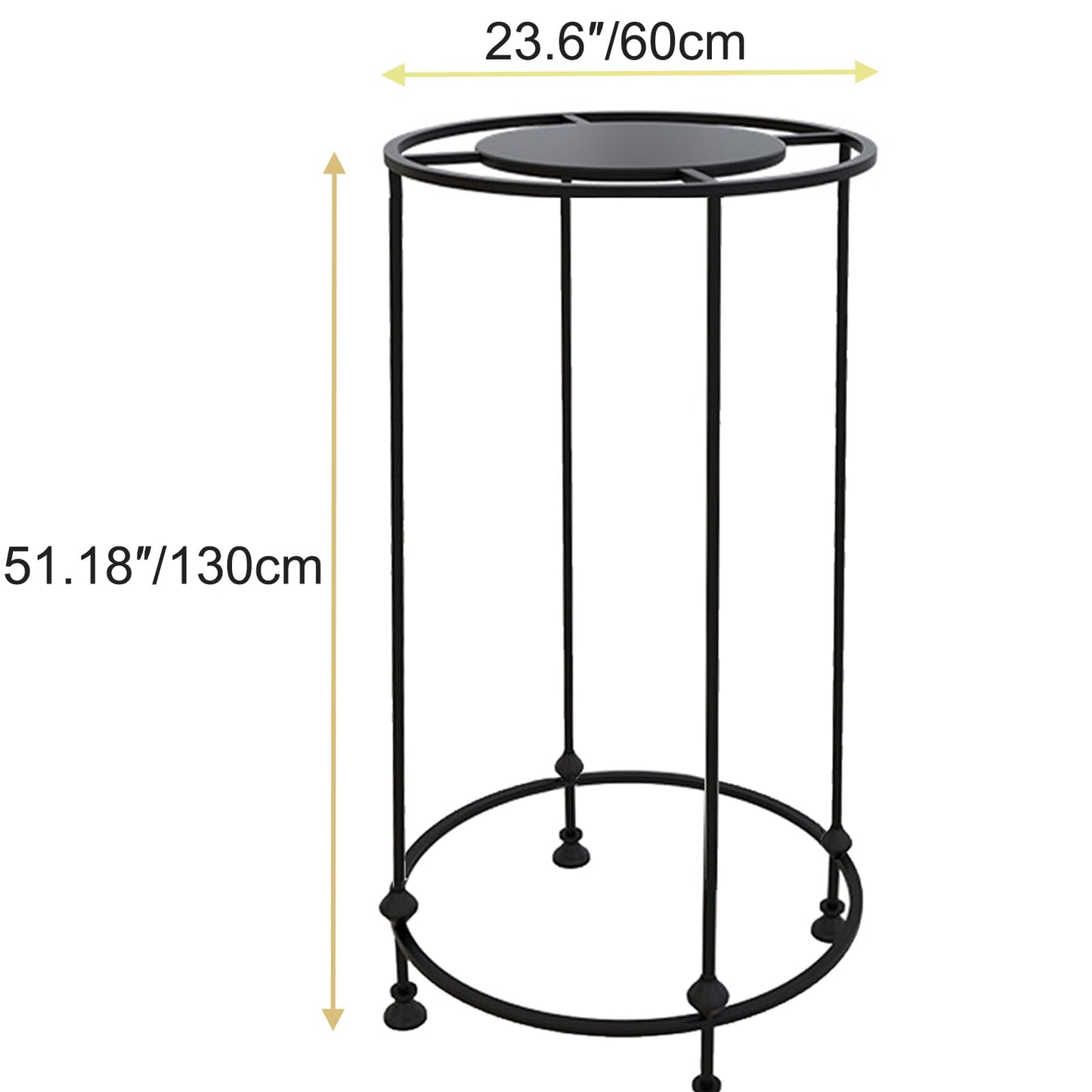 Freestanding Round Garment Display Retail Rack, Floor-Standing Double Space Multi-Purpose Metal Shelf for Clothes Storage, Commercial Clothing Organizer in Retail Boutiques (Black, 23.6"x 51.2")