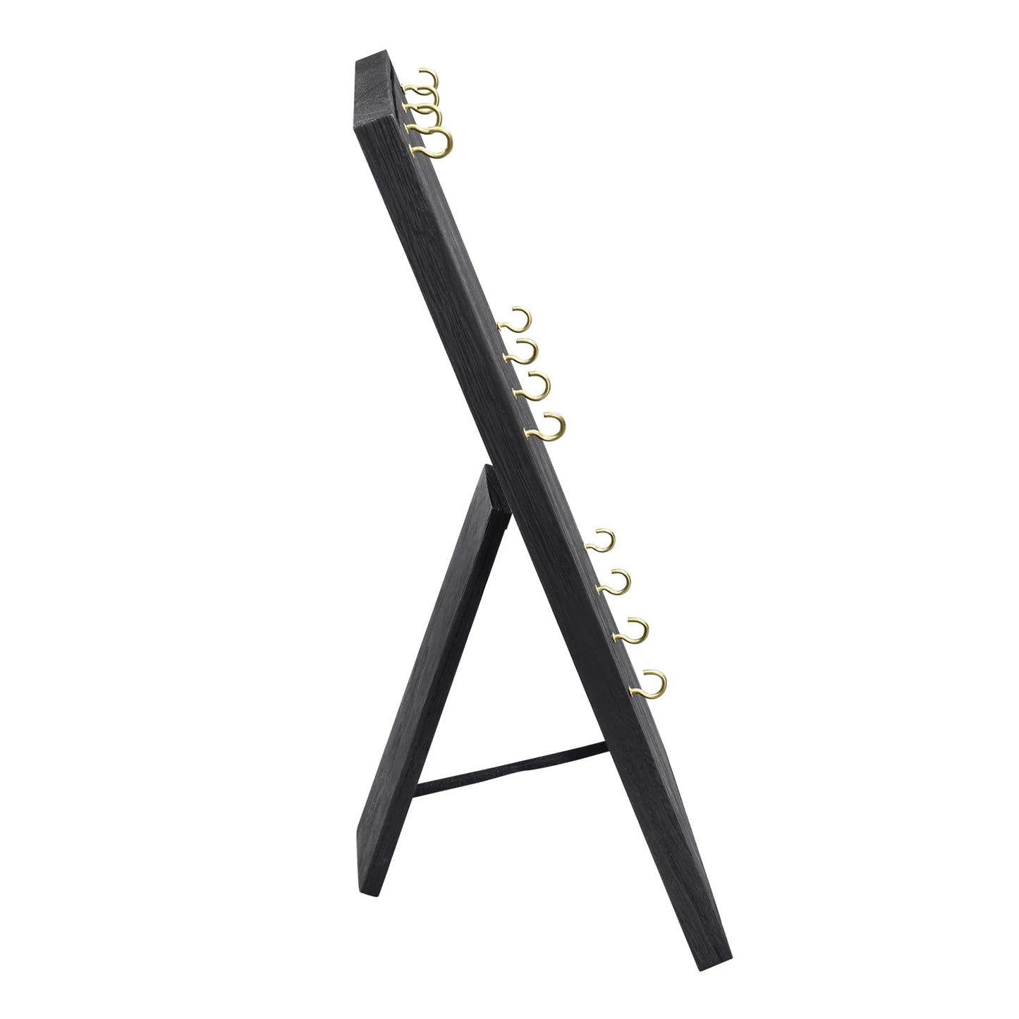 Ikee Design Wooden Jewelry Display Stand with 12 hooks, Earring Display with Hooks, Bracelet, Earring, Keychain Stand for Selling,7.8W x 7.8D x 15.9H in, Black Color