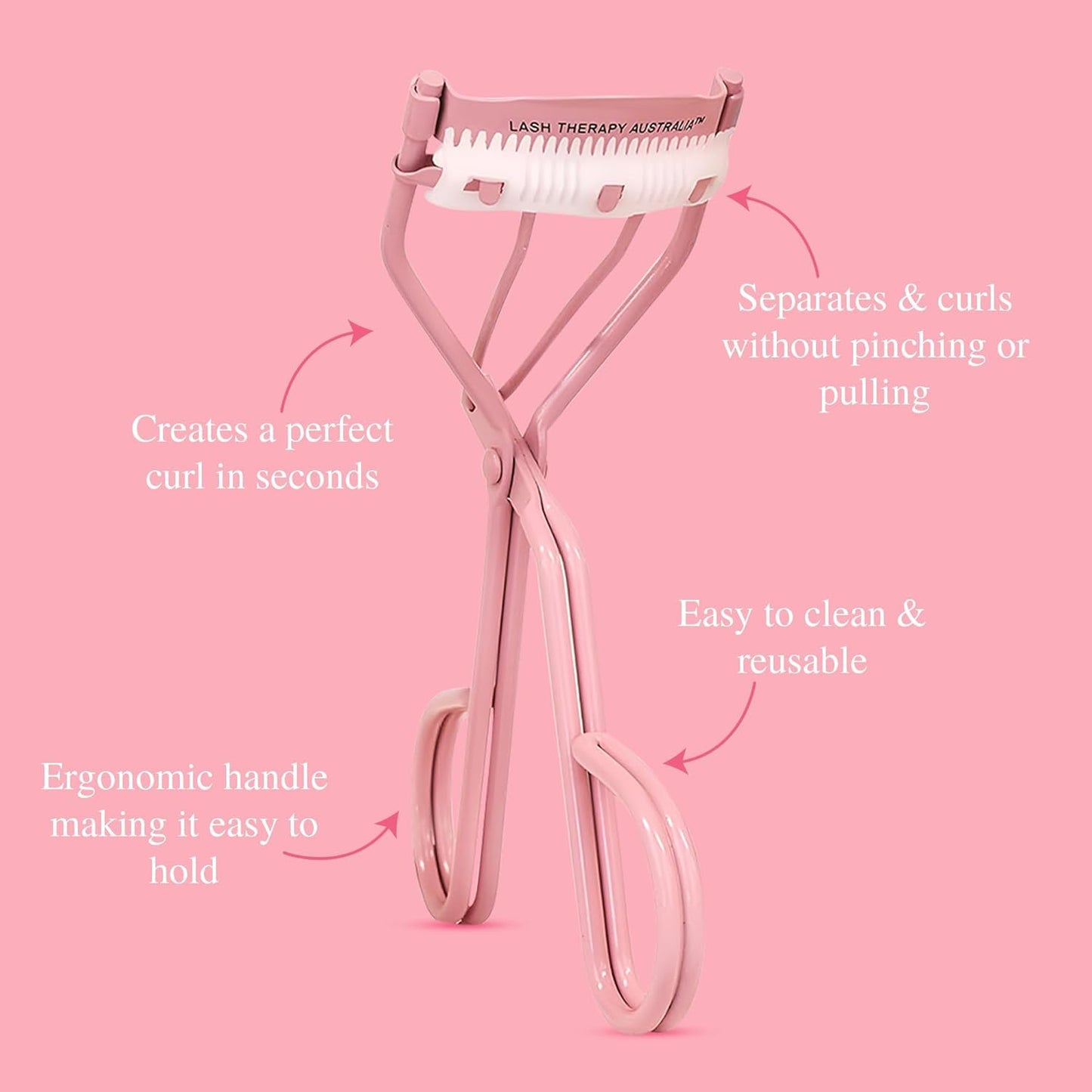 Lash Therapy Australia Eyelash Curler, Eyelash Curlers with Comb, Pink Eye Lash Curler, Gentle & Safe Mascara Curler, Curl Eyelashes & Lash Lift in Seconds
