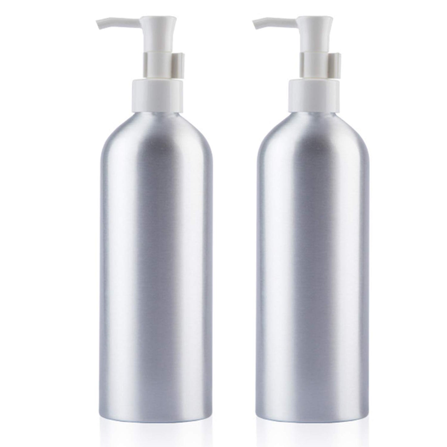 Pump Bottles Aluminum 500ml/16.9oz Metal Lotion Pump Bottle Refillable Soap Dispenser Shampoo Bottle with Lock for Hand Sanitizer Bath Gel Cream (2 Pack)
