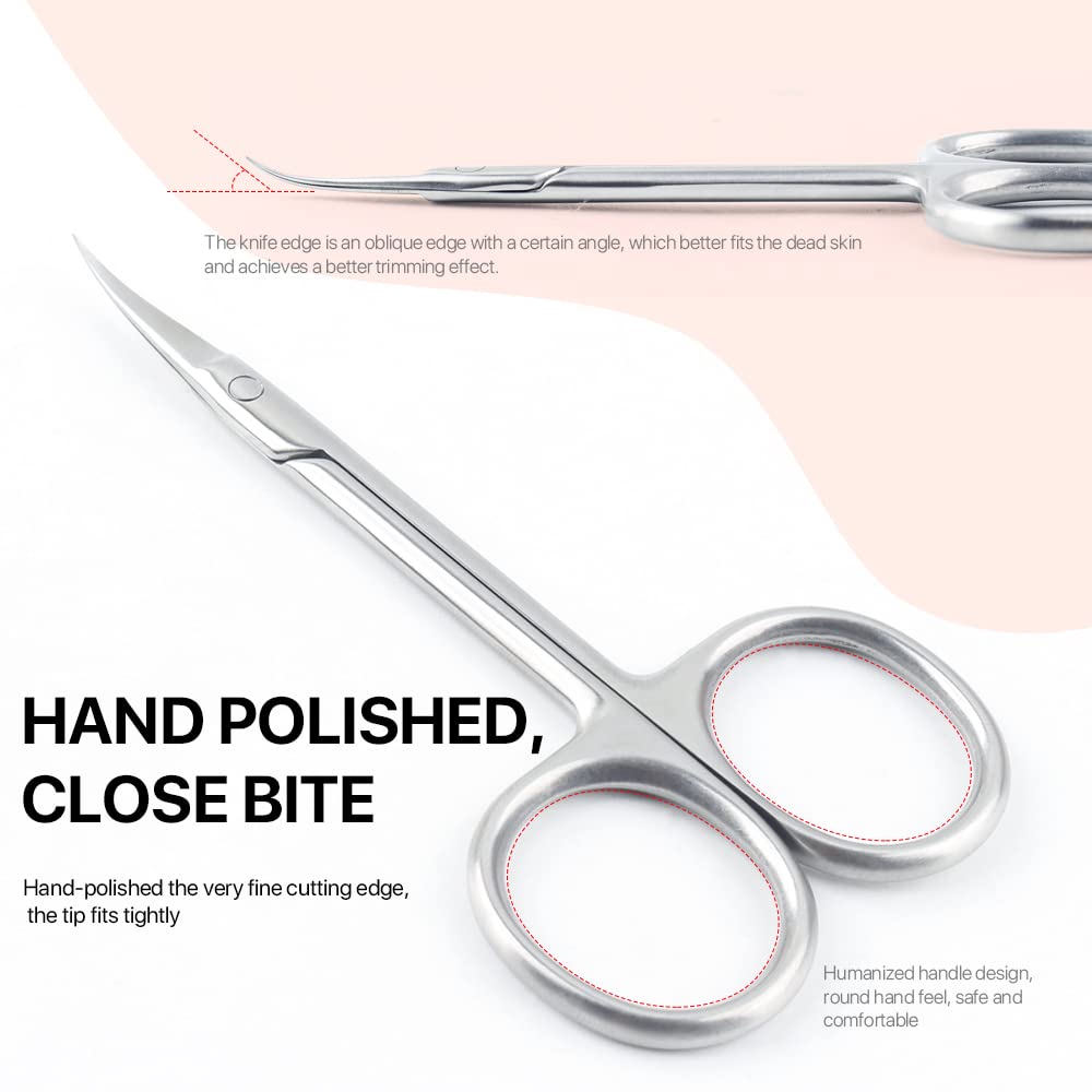 Qunzhao Cuticle Scissors for Women and Men Curved Stainless Steel with Tip Grooming Blades Manicure Nail for Dry Skin Nail Scissors (1)