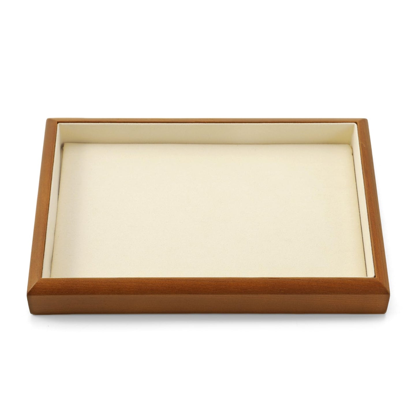 Woodten Solid Wood Flat Jewelry Tray Stackable Jewelry Drawer Organizer Showcase Display Organizer Tray(Beige)