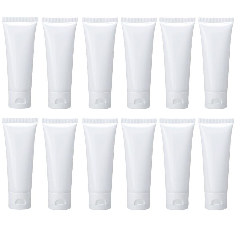 VASANA 20PCS 50ML/1.7oz Empty Refillable Plastic Soft Tubes Squeezable Bottle White Cosmetic Storage Containers for Package Facial Cleanser Hand Cream Cosmetic Lotion