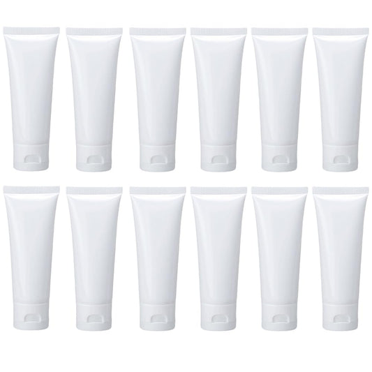 VASANA 20PCS 50ML/1.7oz Empty Refillable Plastic Soft Tubes Squeezable Bottle White Cosmetic Storage Containers for Package Facial Cleanser Hand Cream Cosmetic Lotion
