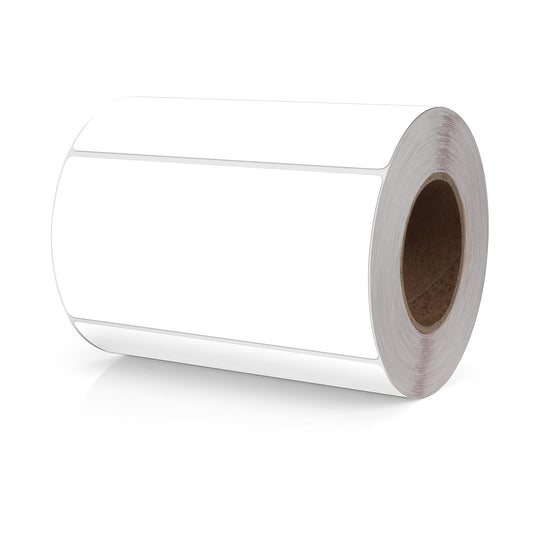 Meitaat White Rectangle Stickers 4 x 2 Inch Color Coding Labels Vinyl Roll Self-Adhesive Waterproof Removable 500 PCS