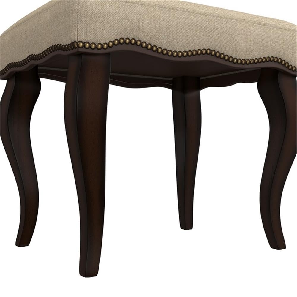 Hillsdale Hamilton Wood and Upholstered Backless Vanity Stool for Makeup Room and Bathroom, Burnished Oak