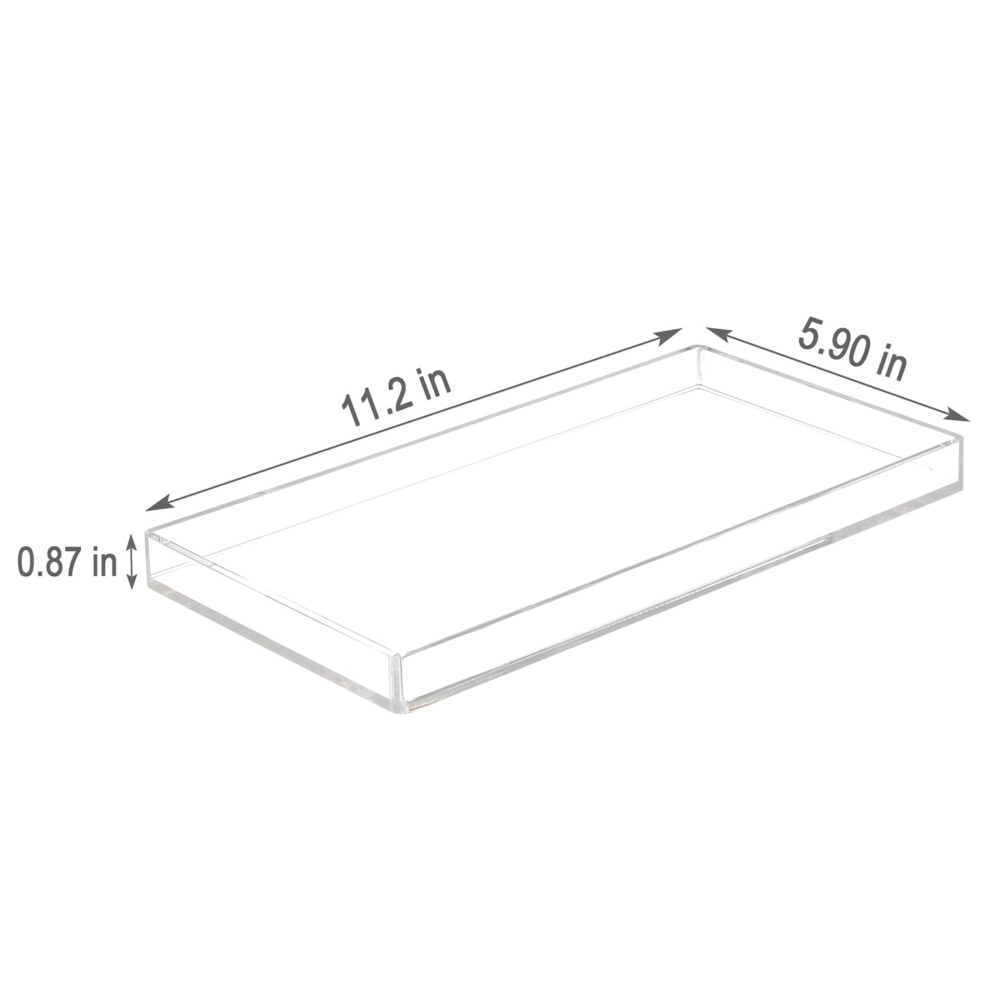 Bigfety Acrylic BathroomTray for Counter, Handmade Clear Trays Sturdy Organizer for Cup, Sponge, Soap, Plant (Large, Clear)