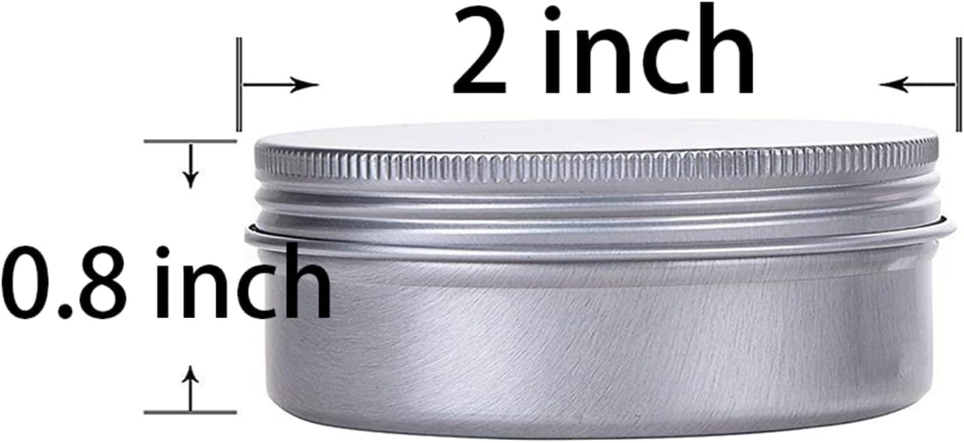 1 Ounce Aluminum Tin Jar Refillable Containers 30 ml Aluminum Screw Lid Round Tin Container Bottle for Cosmetic,Lip Balm, Cream, 60 Pack