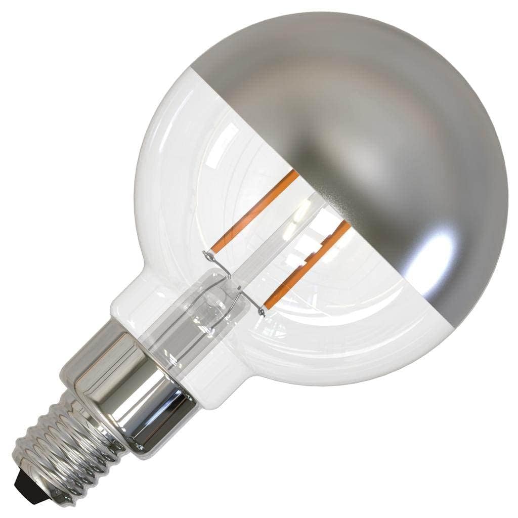 Bulbrite 2.5W LED G16 Filament Half Mirror Bulb, E12 Base, Dimmable 2700K