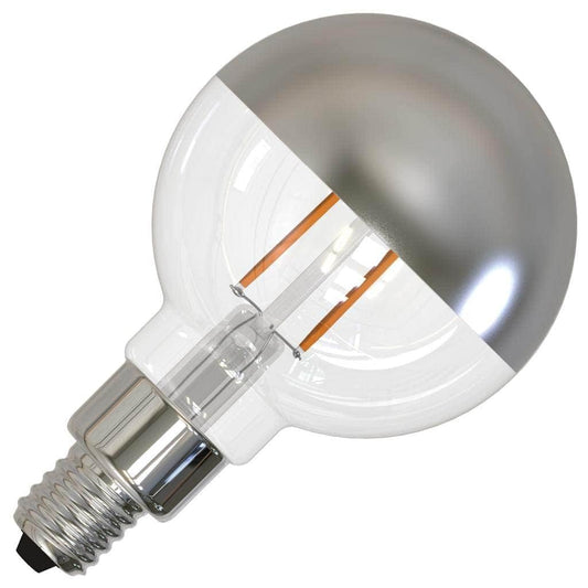 Bulbrite 2.5W LED G16 Filament Half Mirror Bulb, E12 Base, Dimmable 2700K