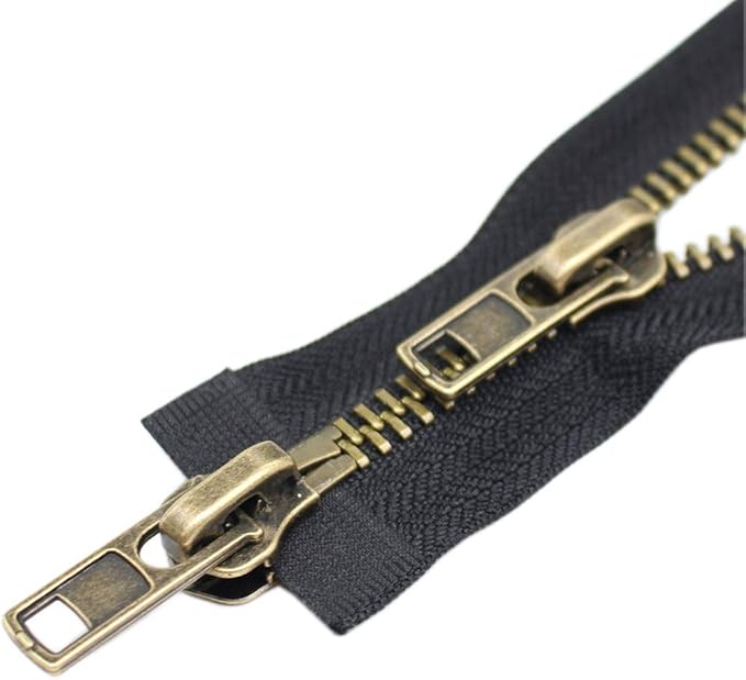 YaHoGa #8 22 Inch Two Way Separating Jacket Zipper Large Antique Brass Metal Zippers for Jackets Coats Sewing Crafts (22" TW Anti-Brass)