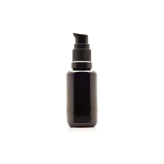 Infinity Jars Ultraviolet Glass Push Pump Bottle 30 Ml (1 fl oz) Refillable Containers for Lotion Homemade Cosmetics Make-up Skin Care Cream, Lotion, Shampoo, Conditioner Dispenser Bottles