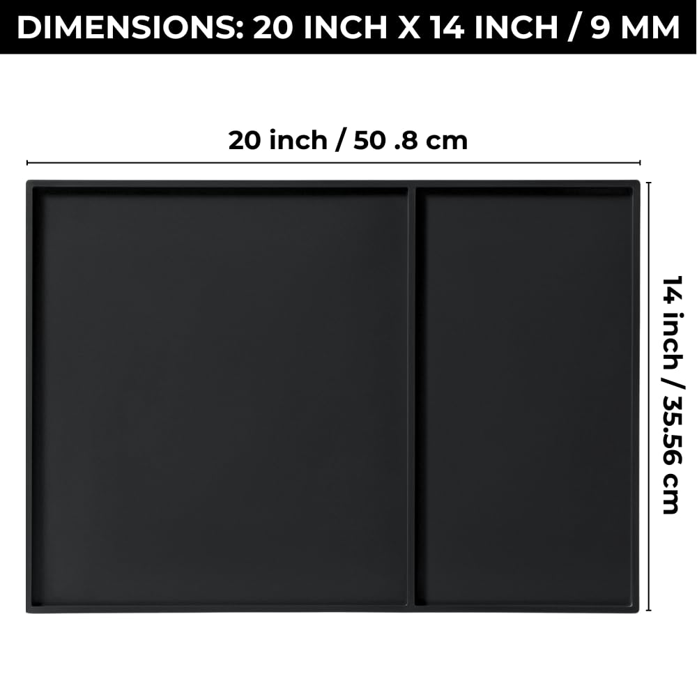 HAPPYPOSH Extra Large Barber Mat 20" x 14", Professional Non-Slip Barber Station Mat for Clippers & Tools, Rubber Barber Organizer Counter Pad, Easy-Clean Barbershop Workstation Mat. Black