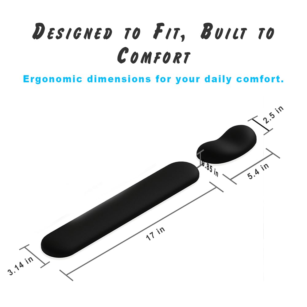 Ergonomic Wrist Rest Set for Keyboard and Mouse | Cooling Gel & Slow-Rebound Memory Foam Palm Support Pad | Luxe Leather, Minimalist, Non-Slip PU Base for Office, Laptop & Gaming (03White)
