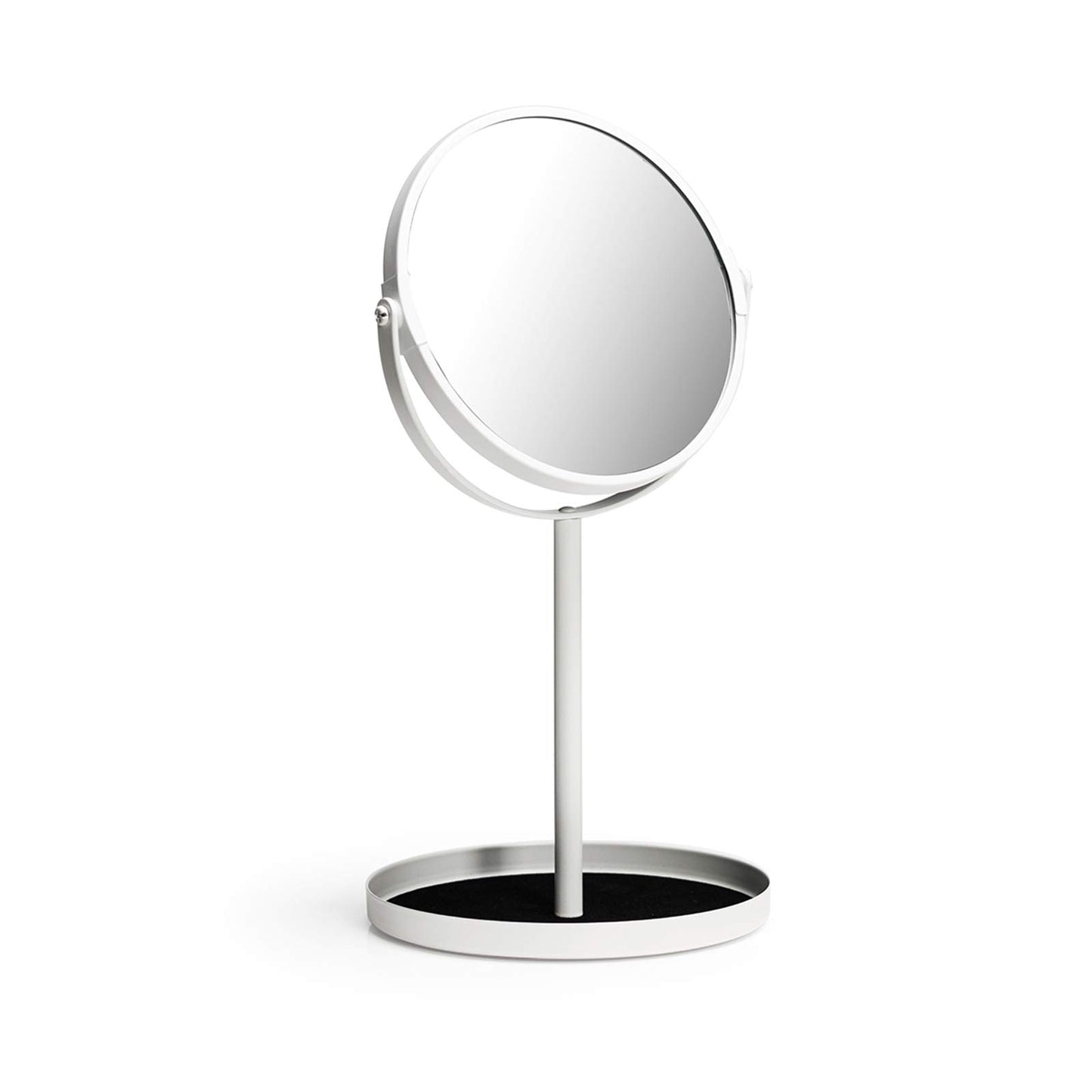 Ettori Makeup Mirror Dual Sided Vanity Mirror, 1X and 5X Magnification, 360 Swivel Round Mirror, Tabletop Mounting, No Light, White