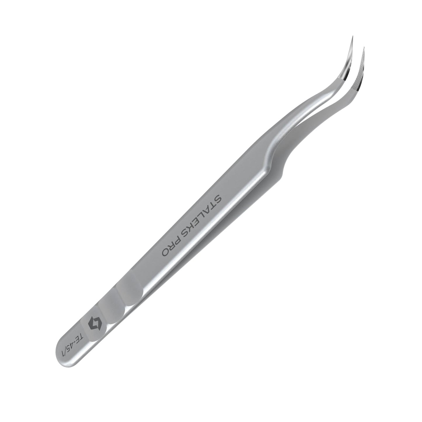 STALEKS PRO Expert 45 Type 1 Professional Eyelash Tweezers (Curved) – Stainless Steel with Nano-Notches for Volume & Mega-Volume Lash Extensions