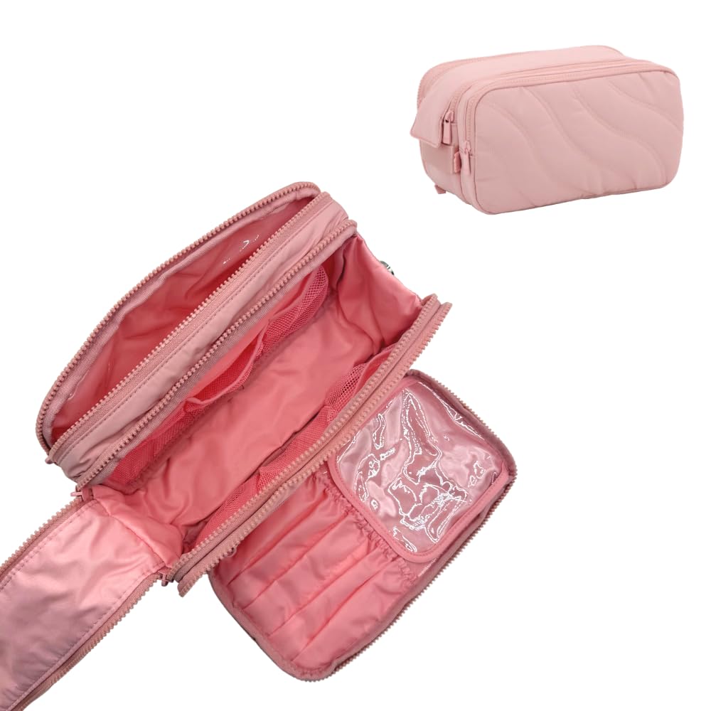 MYTAGALONGS Travel Makeup Bag and Jewelry Organizer- Blush